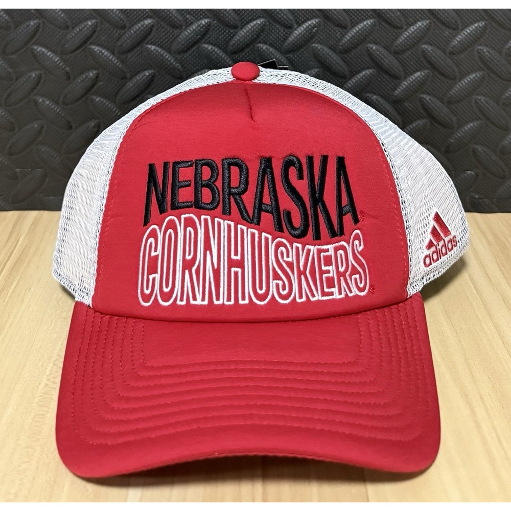 Adidas NCAA Nebraska Cornhuskers Adjustable Trucker Snapback Cap Red Mens Hat